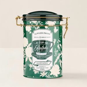 Ralph Lauren Green and White Floral Coffee Canister